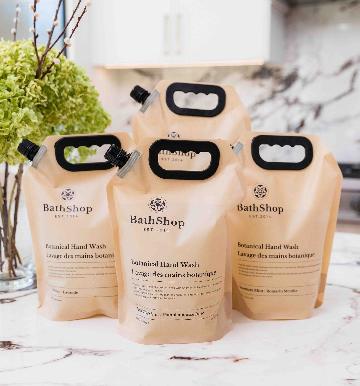 4 Botanical Hand Wash Refill pouches by The Bath Shop