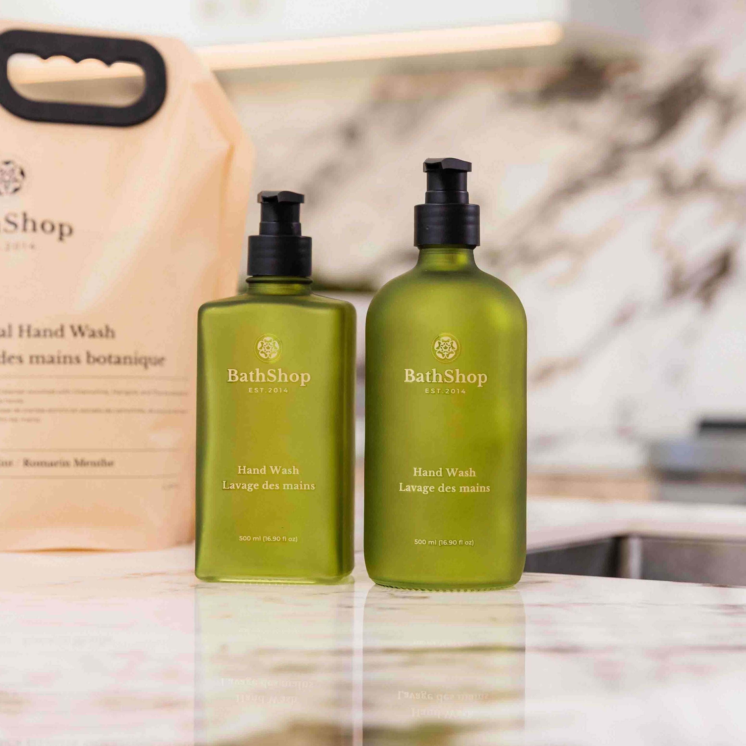 Frosted Evergreen Glass Hand Wash Dispenser